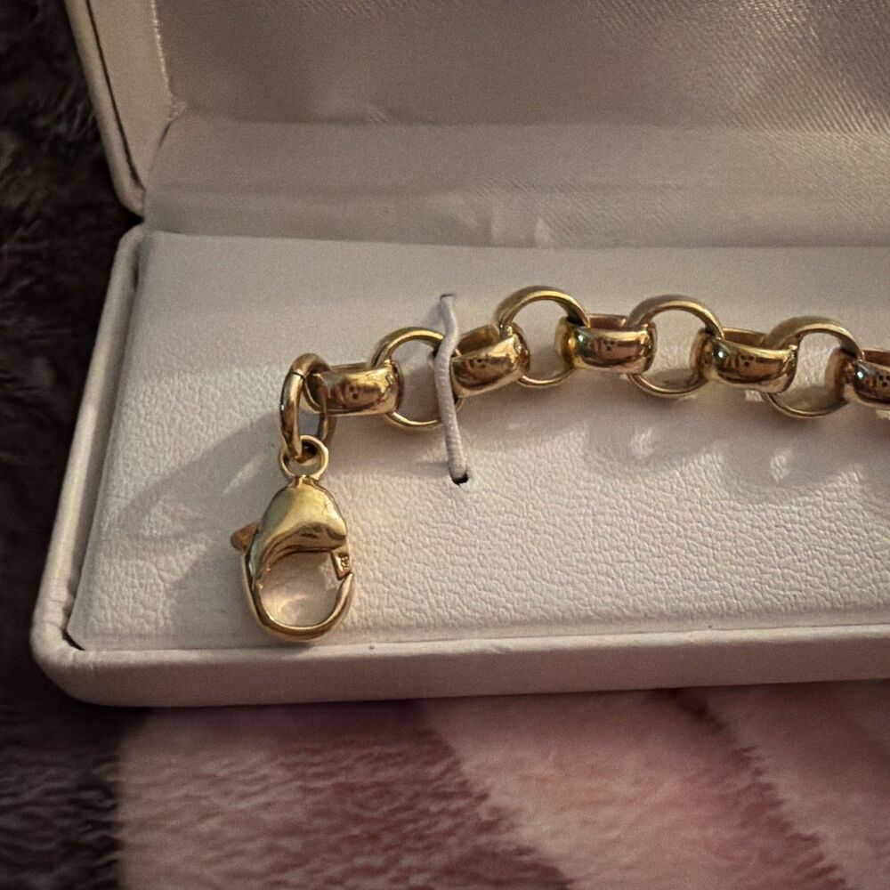Rolo-Link Bracelet 18k Gold Over Bronze. 7.75” Made In Italy. 2017 Retailed $140 - Picture 3 of 9